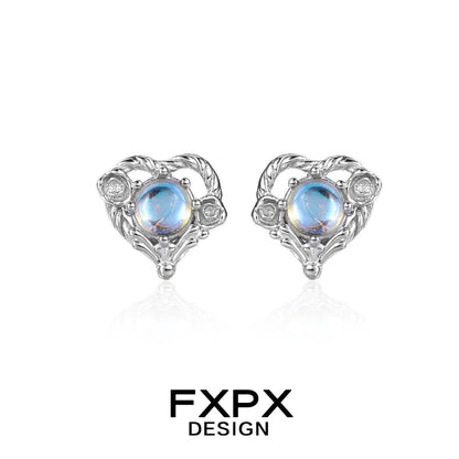 FXPX Y2K moonstone earrings featuring a celestial design with sparkling accents