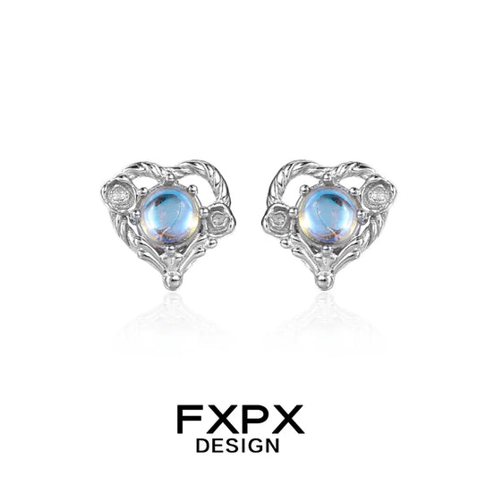 FXPX Y2K moonstone earrings featuring a celestial design with sparkling accents