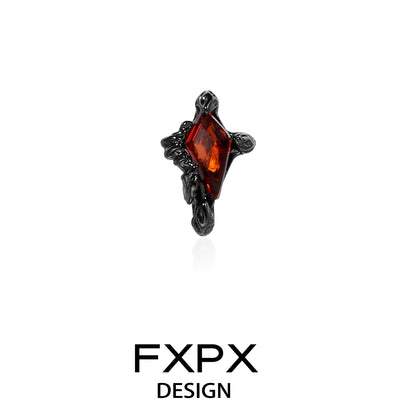 Stylish FXPX Y2K orange stud earrings with a unique black setting for modern fashion enthusiasts