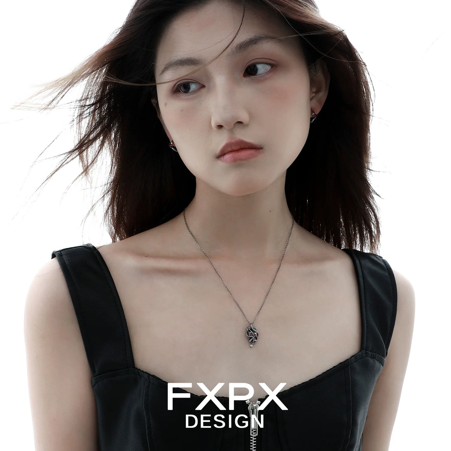 Y2K rose snake necklace by FXPX featuring a delicate design and trendy aesthetic.