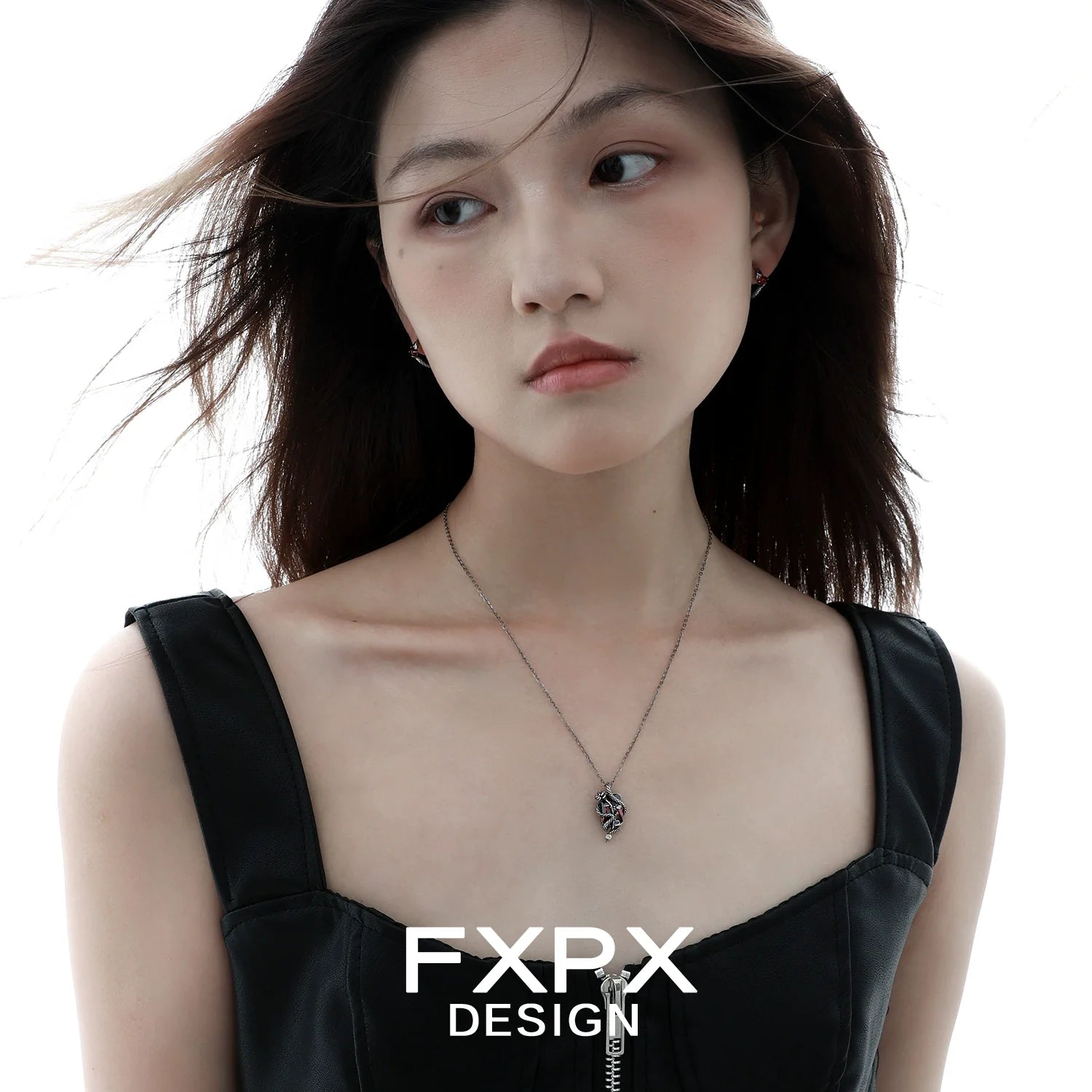 Y2K rose snake necklace by FXPX featuring a delicate design and trendy aesthetic.