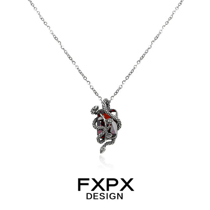 FXPX Y2K rose snake necklace featuring intricate design and unique craftsmanship