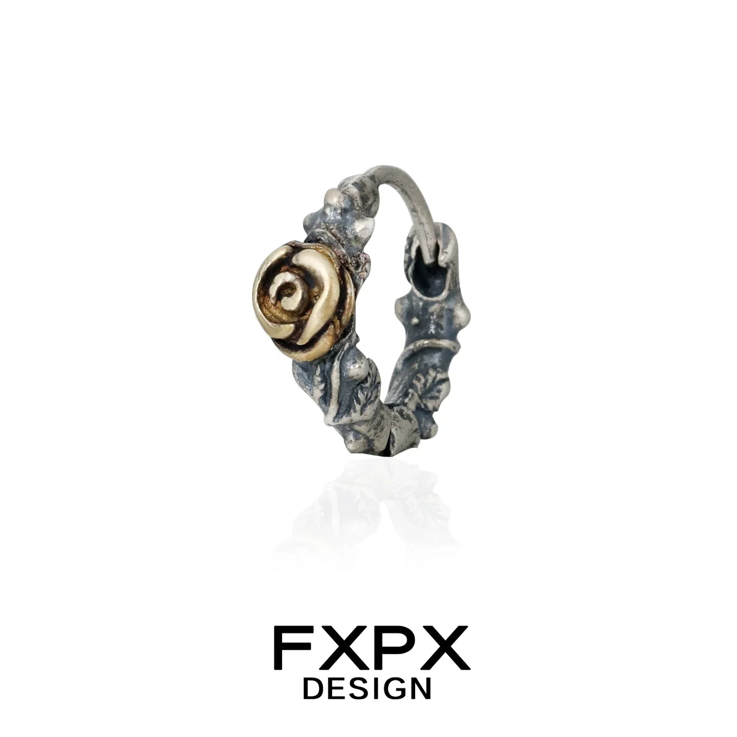FXPX Y2K rose vintage earrings featuring intricate floral design and a golden rose detail