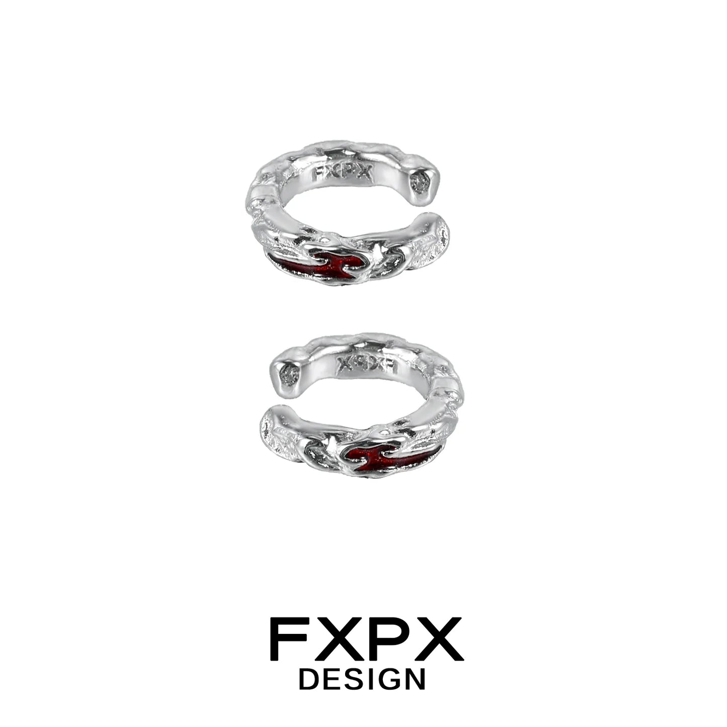 FXPX Y2K scarlet veil stud earrings in silver with intricate design for stylish looks