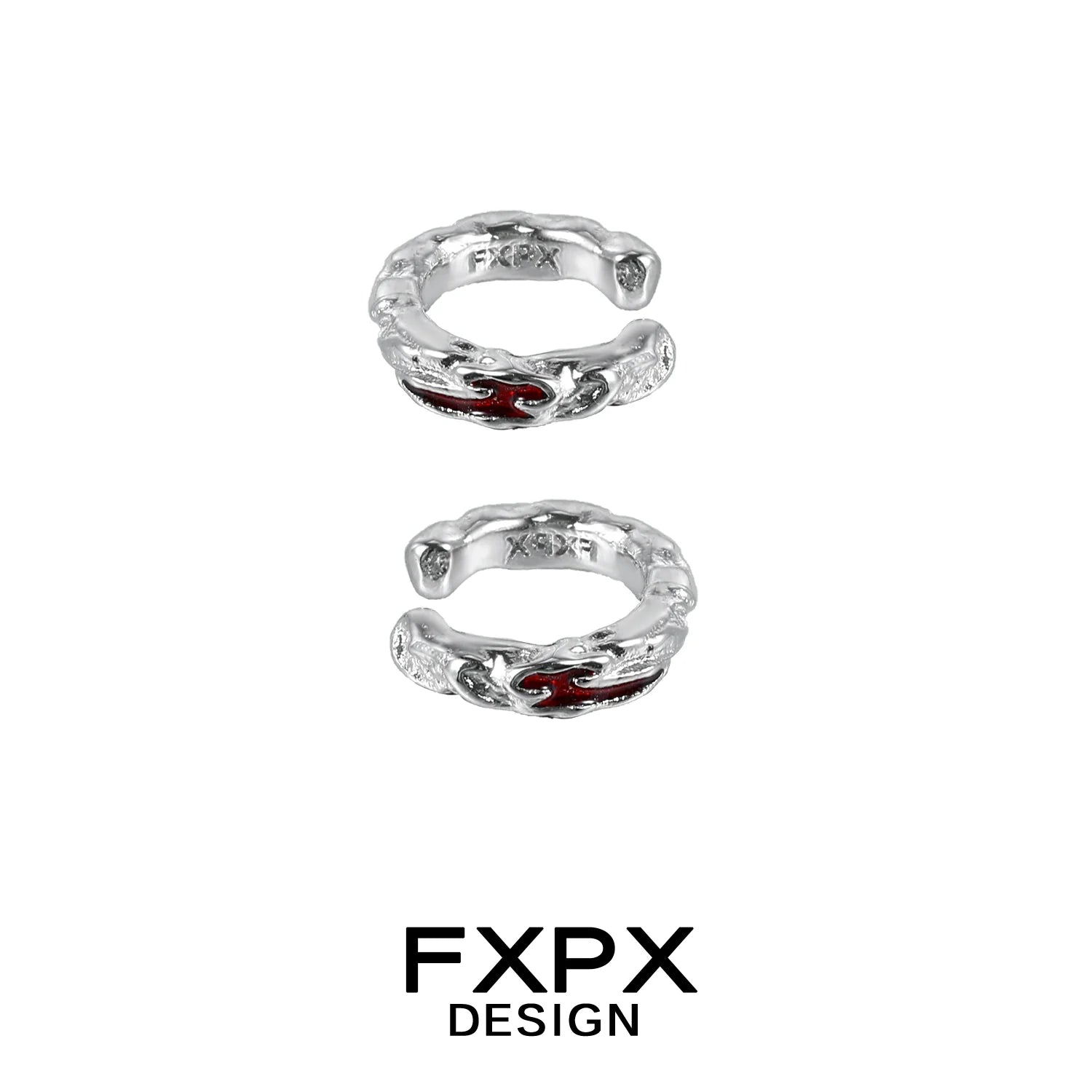 FXPX Y2K scarlet veil stud earrings in silver with intricate design for stylish looks