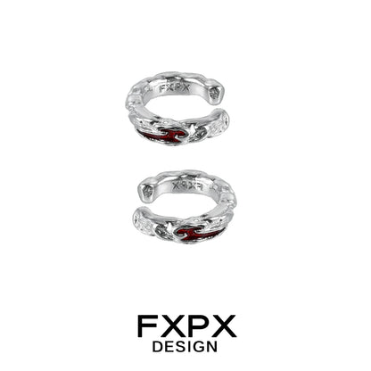 FXPX Y2K scarlet veil stud earrings in silver with intricate design for stylish looks