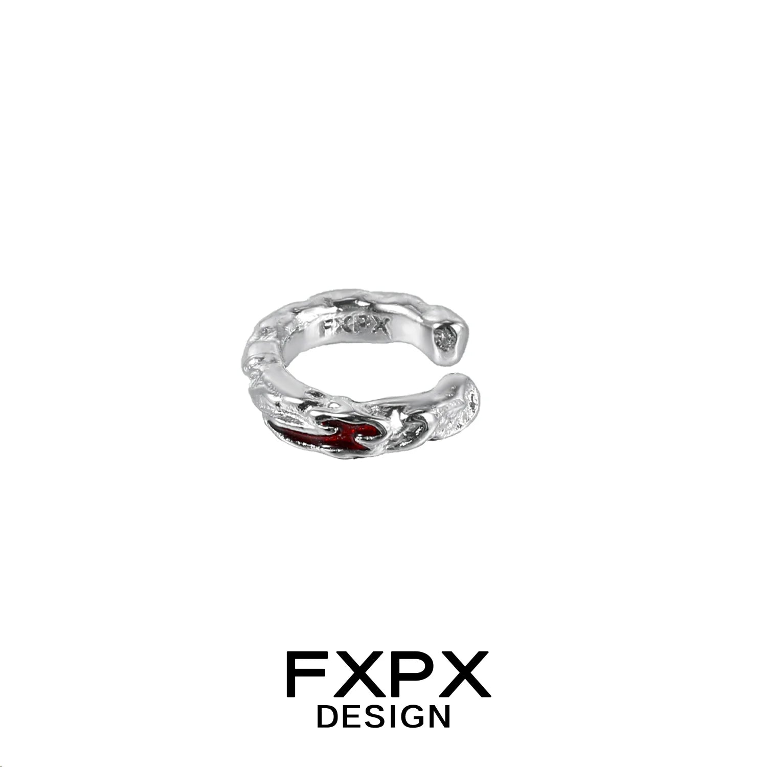 FXPX Y2K scarlet veil stud earrings with intricate design and a bold red accent