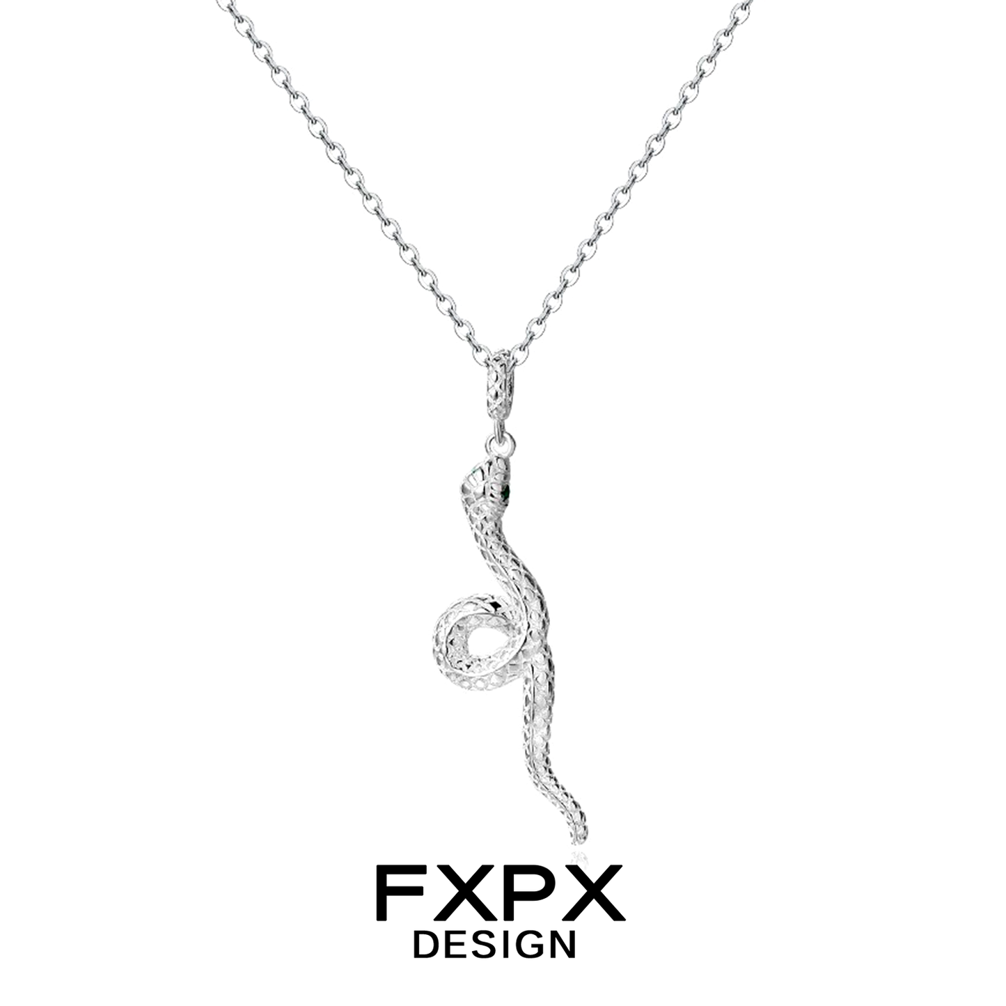 FXPX Y2K silver snake necklace with intricate detailing and a stylish design