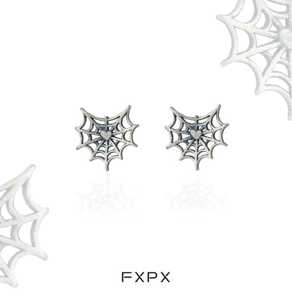 FXPX Y2K spider web earrings in silver with intricate web design for a trendy look