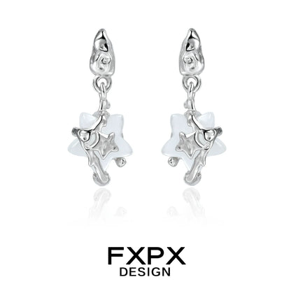 FXPX Y2K star earrings featuring a whimsical star design in silver for trendy fashion lovers