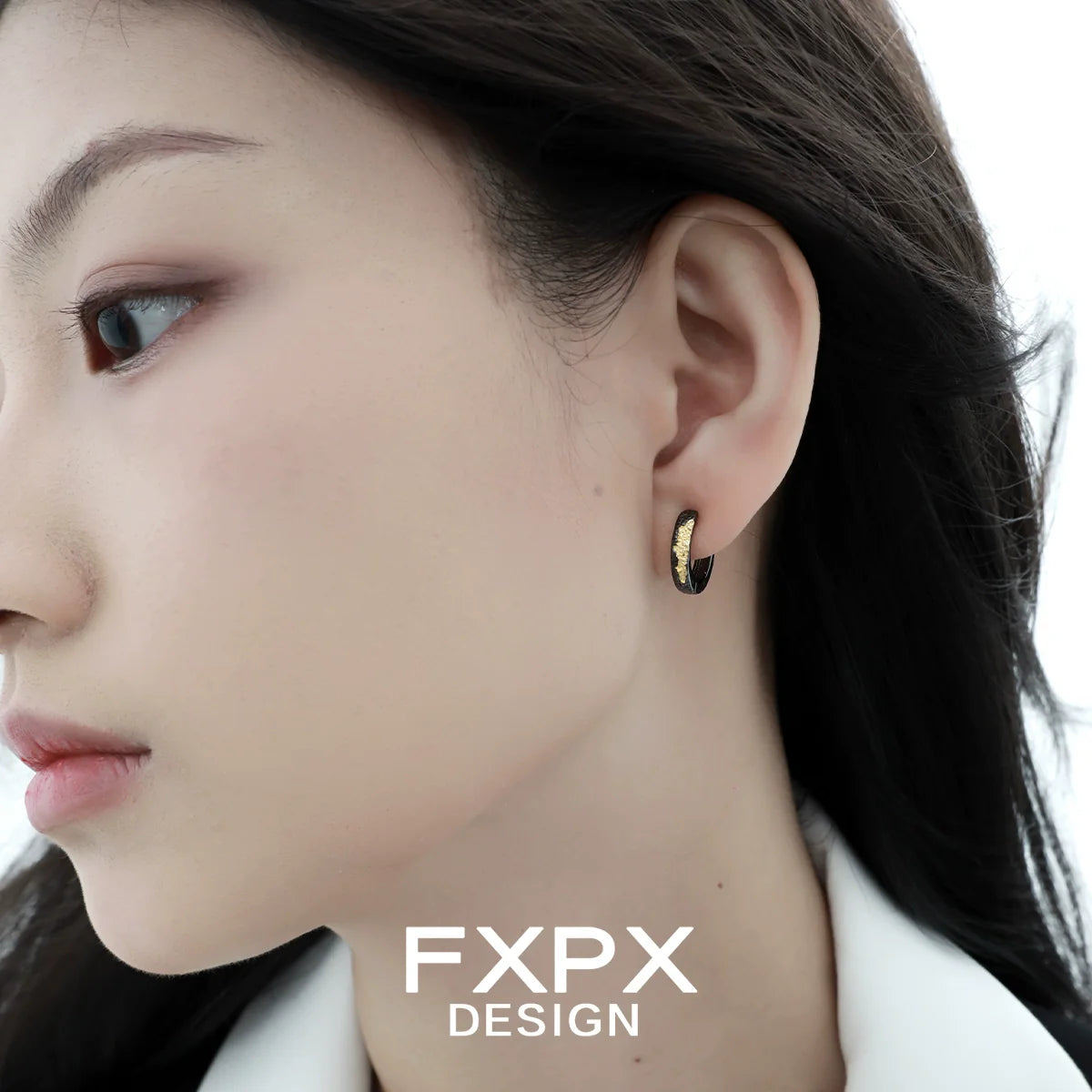 FXPX Y2K vintage earrings in black and gold, perfect for trendy fashion styles