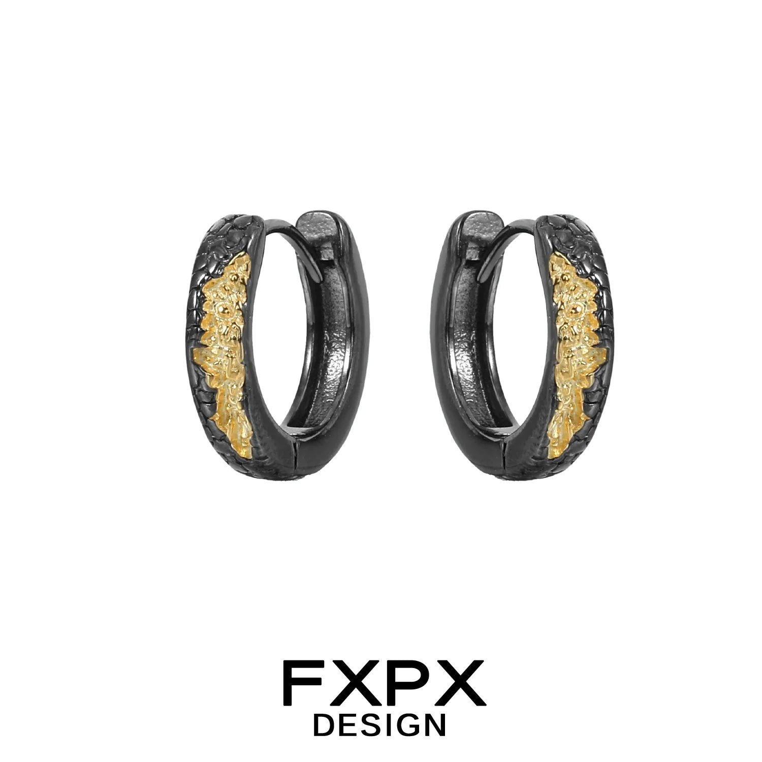 FXPX Y2K vintage earrings in black and gold for a stylish retro look