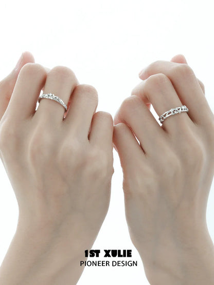 Elegant 1ST XULIE galaxy star couple ring set displayed on two hands for a romantic touch