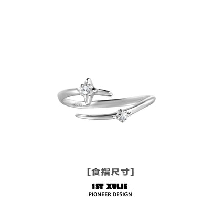 Elegant geometric silver ring with twinkling accents for a modern jewelry collection