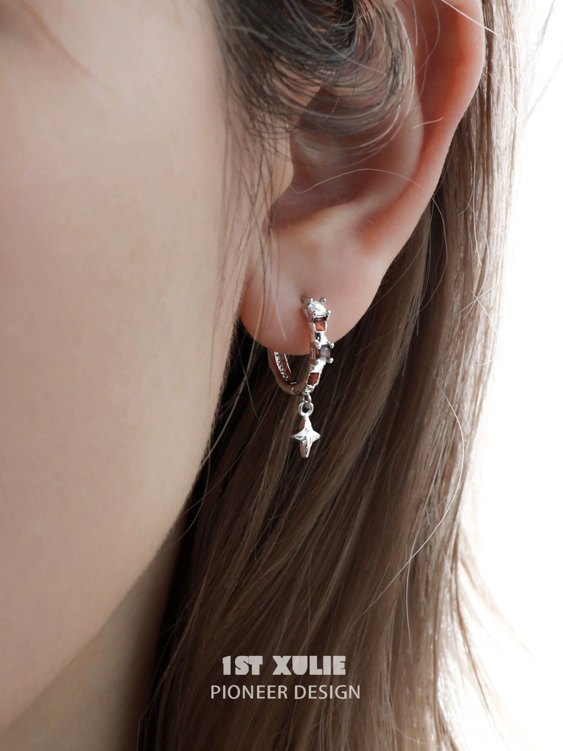 Elegant golden zircon hoop earrings with star design for stylish accessories
