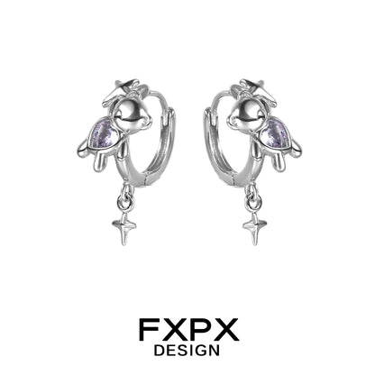 FXPX cute purple bear ear clips from Gothhalo Jewelry with charming design and delicate details