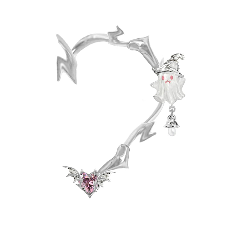 MASW jewelry gothic ghost dangle earrings from Gothhalo Jewelry featuring bat and ghost charm details