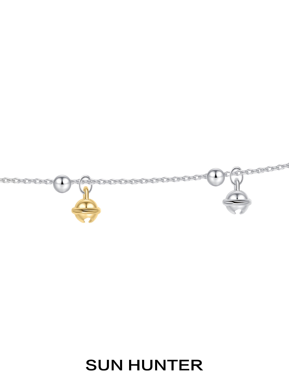 Sun Hunter Jewelry Golden Bell Pendant Necklace for Women from Gothhalo Jewelry with silver chain and gold accents