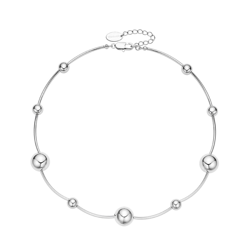 Sun Hunter Jewelry Planet Silver Necklace for Women from Gothhalo Jewelry with smooth round beads