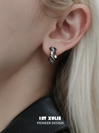 Gothic black rattlesnake earrings from 1ST XULIE, detailed design for edgy fashion lovers