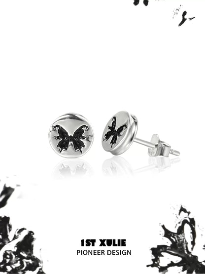 Gothic butterfly earrings in silver with intricate butterfly design for a unique style