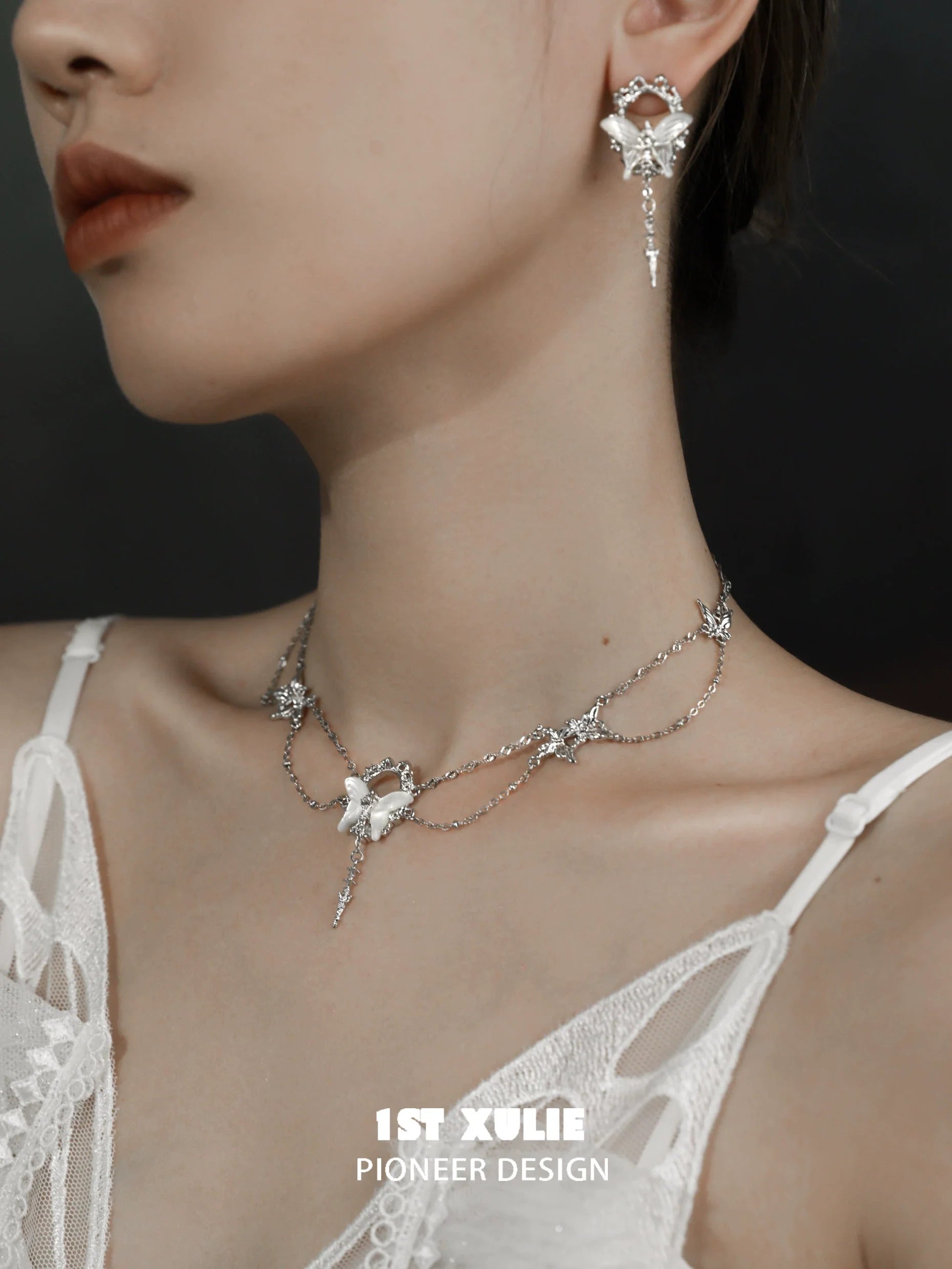 Elegant gothic butterfly necklace with intricate silver design for stylish accessories