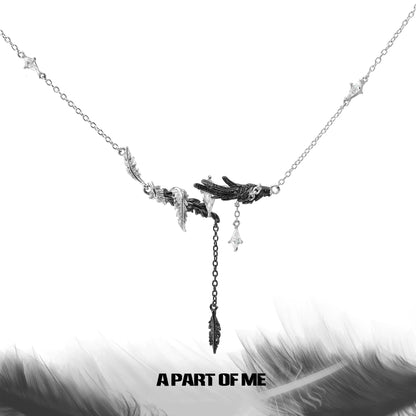 Gothic feather necklace by A PART OF ME featuring intricate feather and hand designs