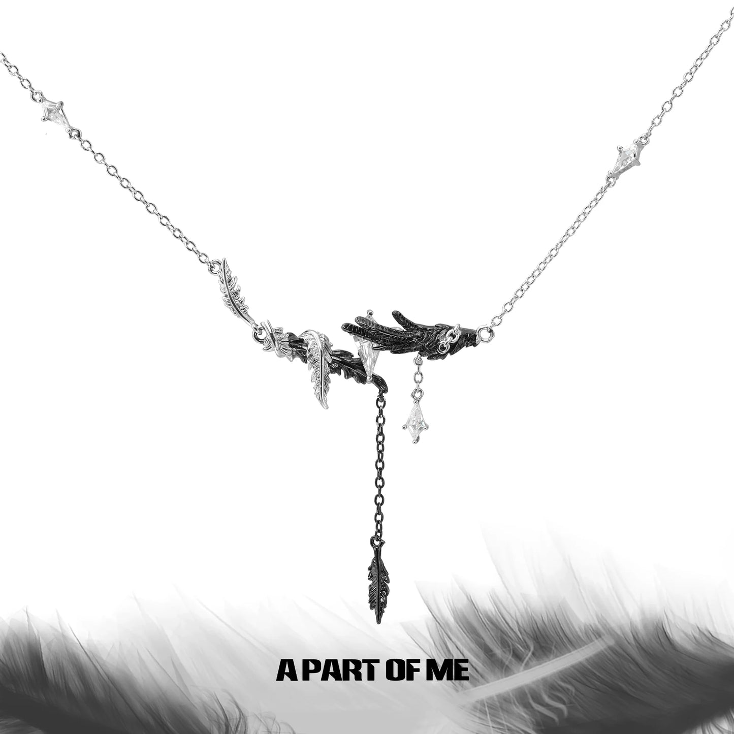 Gothic feather necklace by A PART OF ME featuring intricate hand and feather details