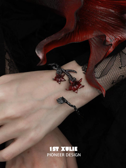 Gothic mandala bracelet with intricate floral design and dark accents for a unique gothic style