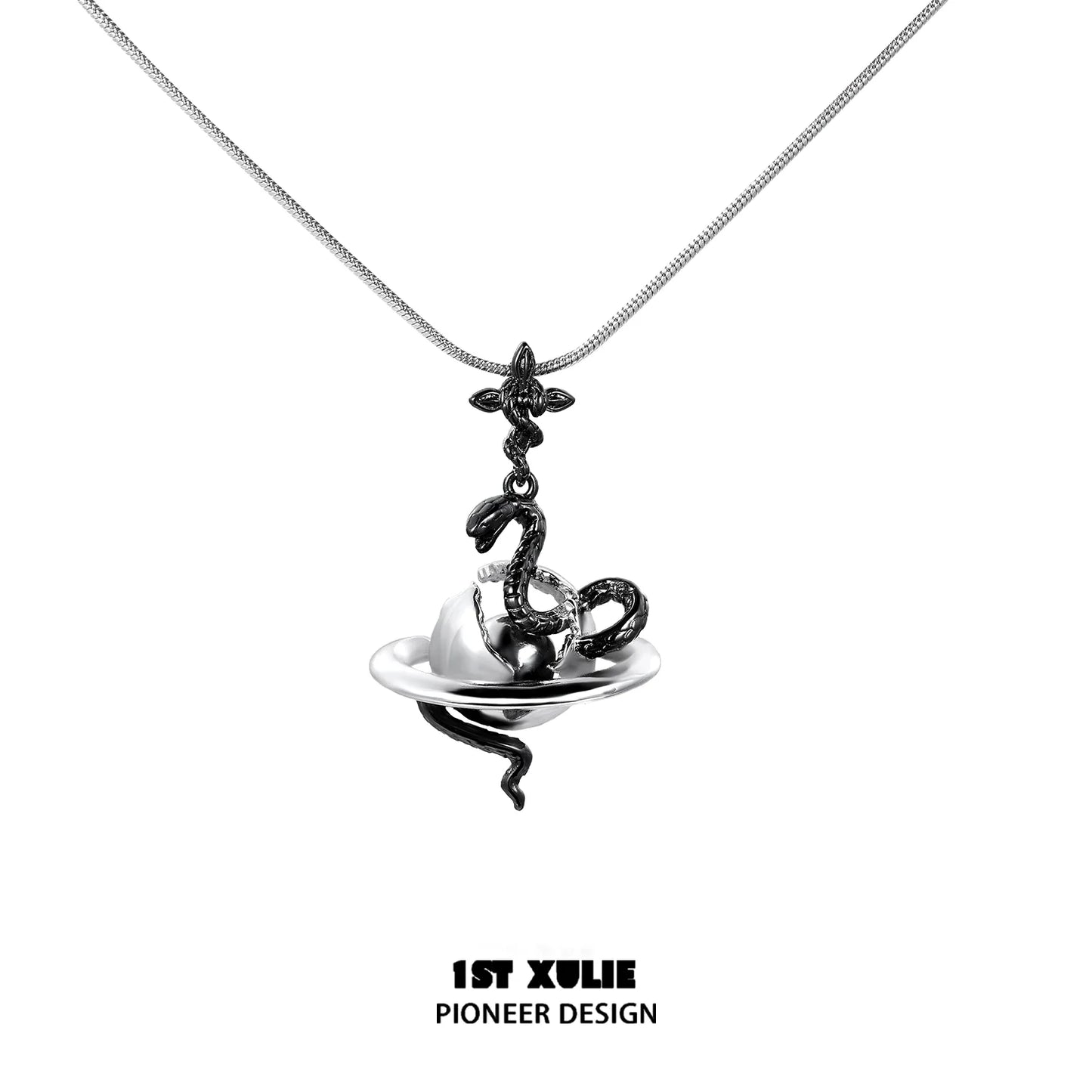 1ST XULIE gothic snake necklace featuring a detailed snake entwined around a unique pendant