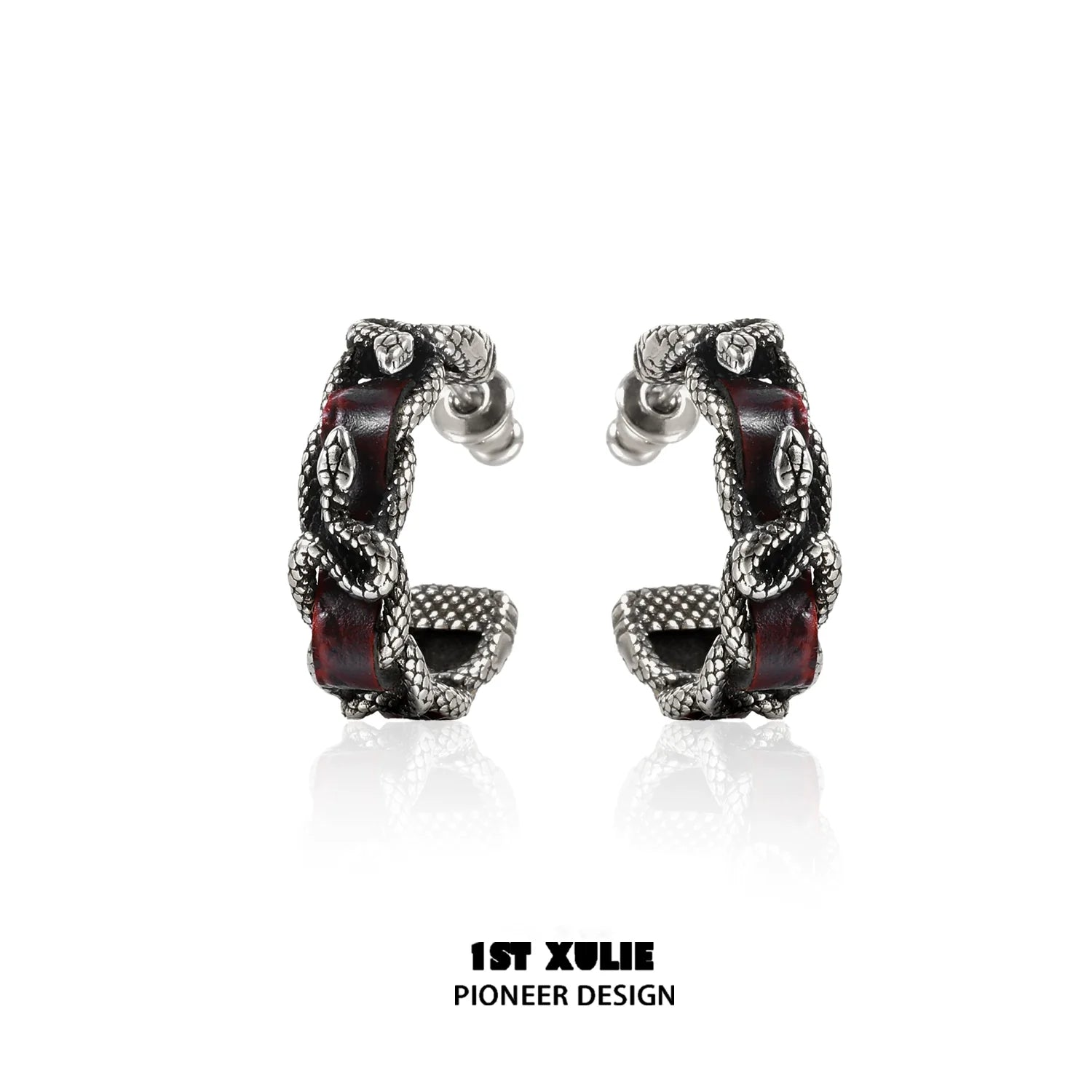 Gothic venomous spirit earrings with unique snake design and red accents for a bold style