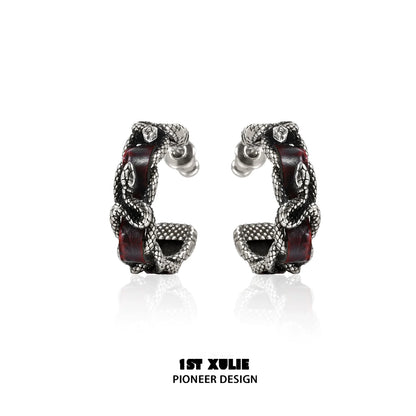 Gothic venomous spirit earrings with unique snake design and red accents for a bold style