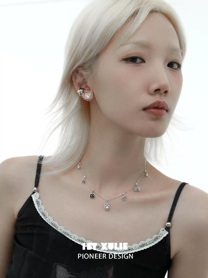 Graffiti cat sterling silver necklace featuring elegant charm designs for stylish looks