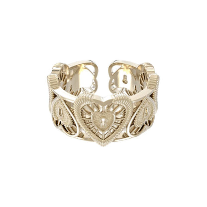 SUN HUNTER Heart Lock Ring in Elegant Design with Intricate Details and Heart Motif