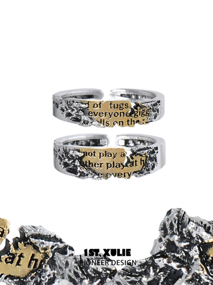Handcrafted 1STXULIE Immortal Love Letter Silver Ring with Unique Textured Design