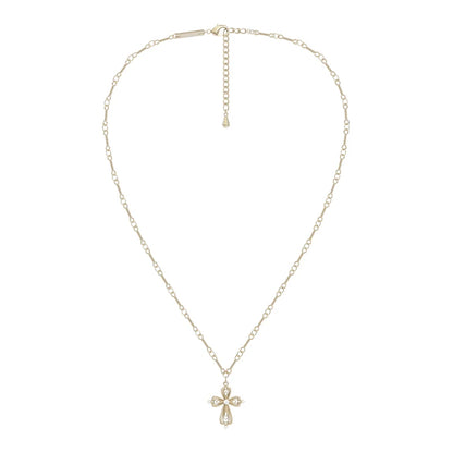 SUN HUNTER Lace Cross Necklace in Gold with Elegant Design and Adjustable Chain