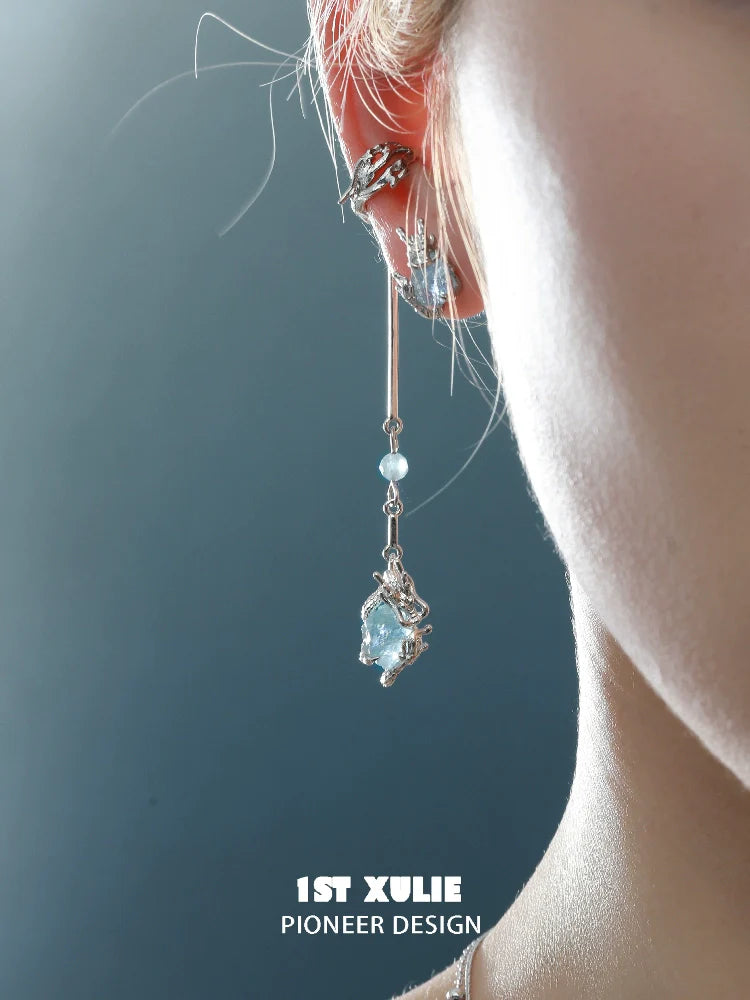Elegant lake elf ear cuffs from 1STXULIE featuring blue gemstones and a unique design
