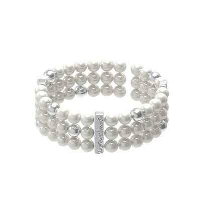 SUN HUNTER layered pearl bracelet with silver accents for a stylish and elegant look