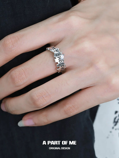 Stylish letter couple rings in silver featuring a unique and romantic design for couples
