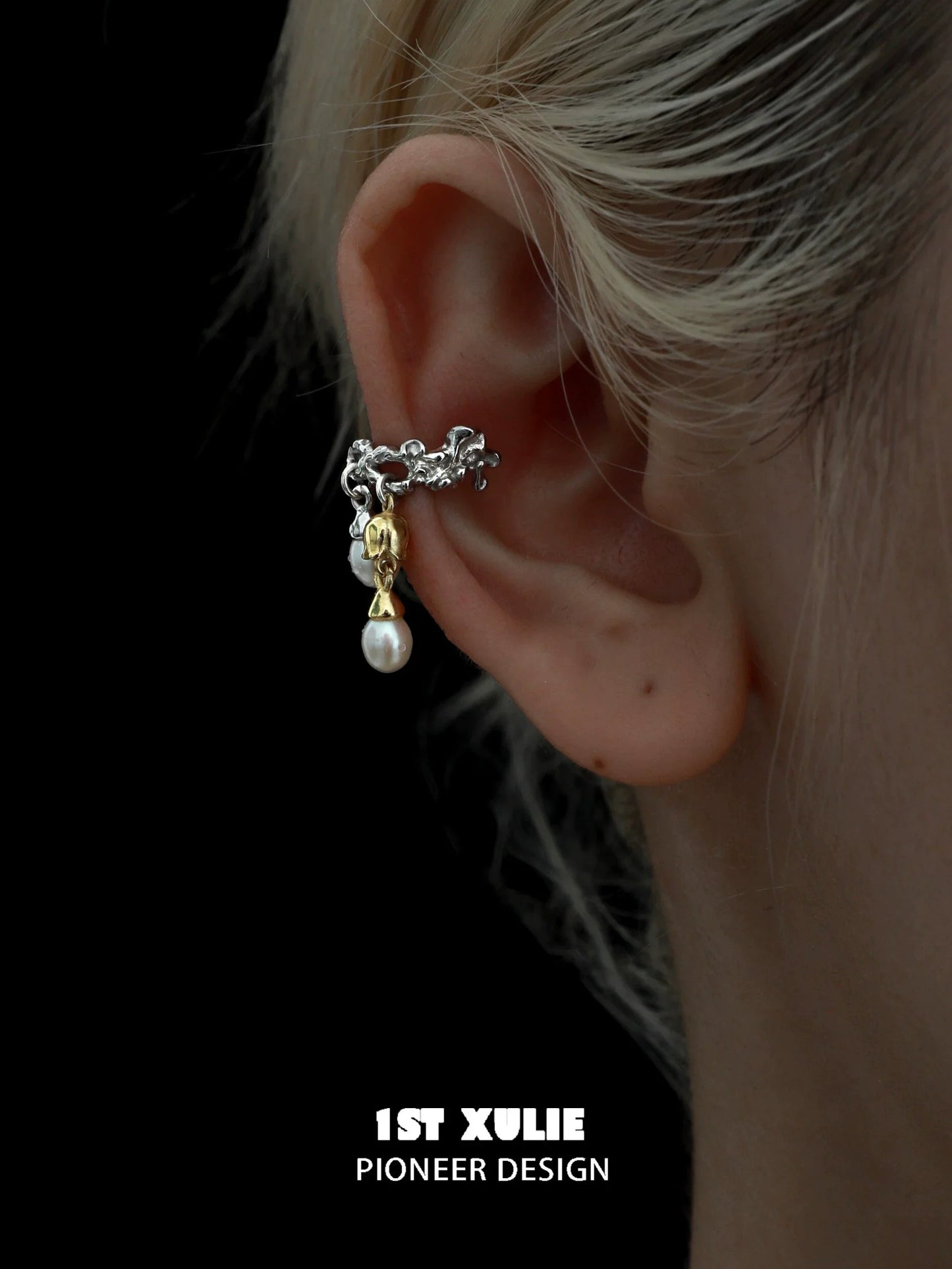1ST XULIE Lily tassel pearl ear cuff with delicate chain and pearl detail for elegant ear accessories