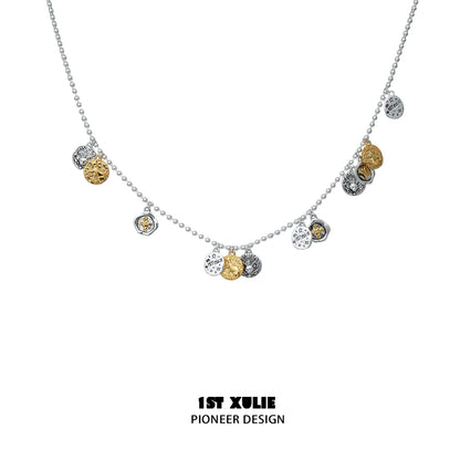 1ST XULIE lucky cat charm necklace with silver and gold coins on a beaded chain