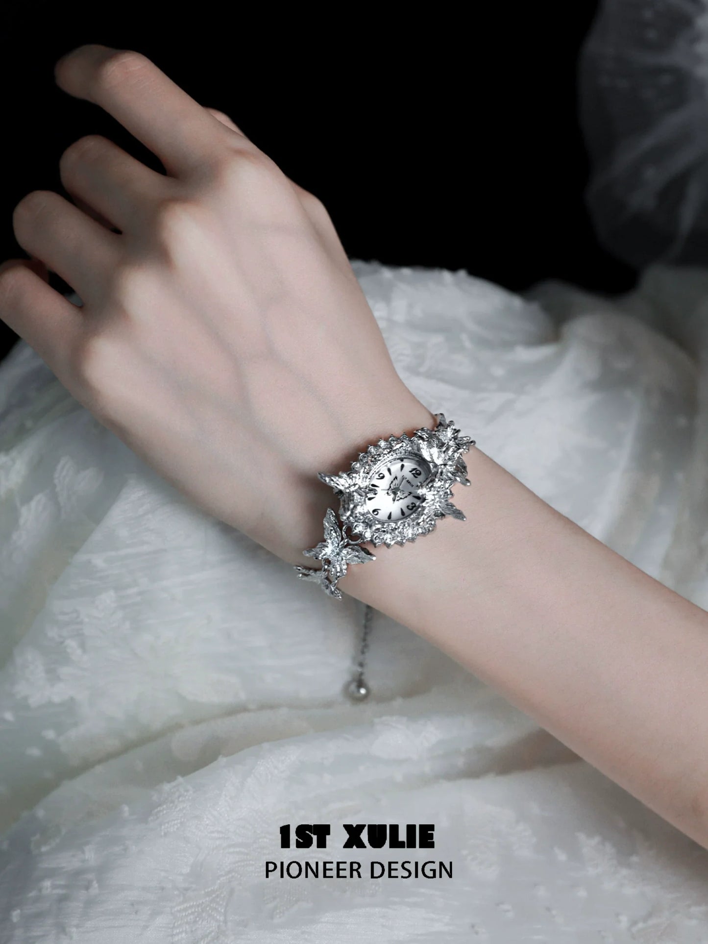 1ST XULIE machinery aesthetic butterfly bracelet watch with intricate floral design and elegant style