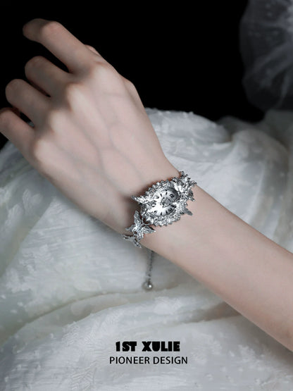 1ST XULIE machinery aesthetic butterfly bracelet watch with intricate floral design and elegant style