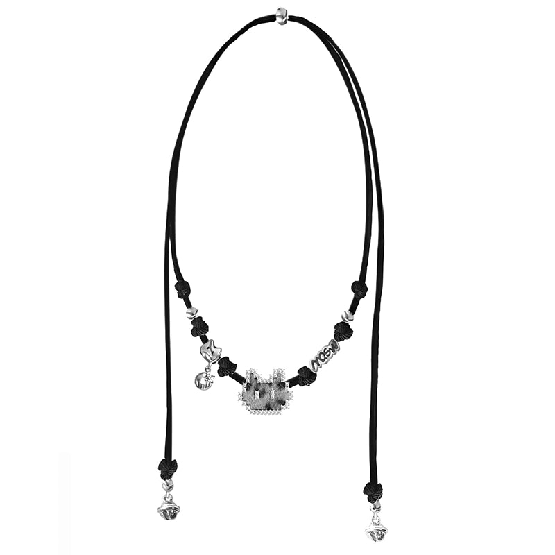 MASW jewelry mosaic pixel cat neclklace from Gothhalo Jewelry with unique design and adjustable length