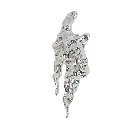 Unique 1STXULIE meteorite silver brooch with an abstract design for elegant accessories
