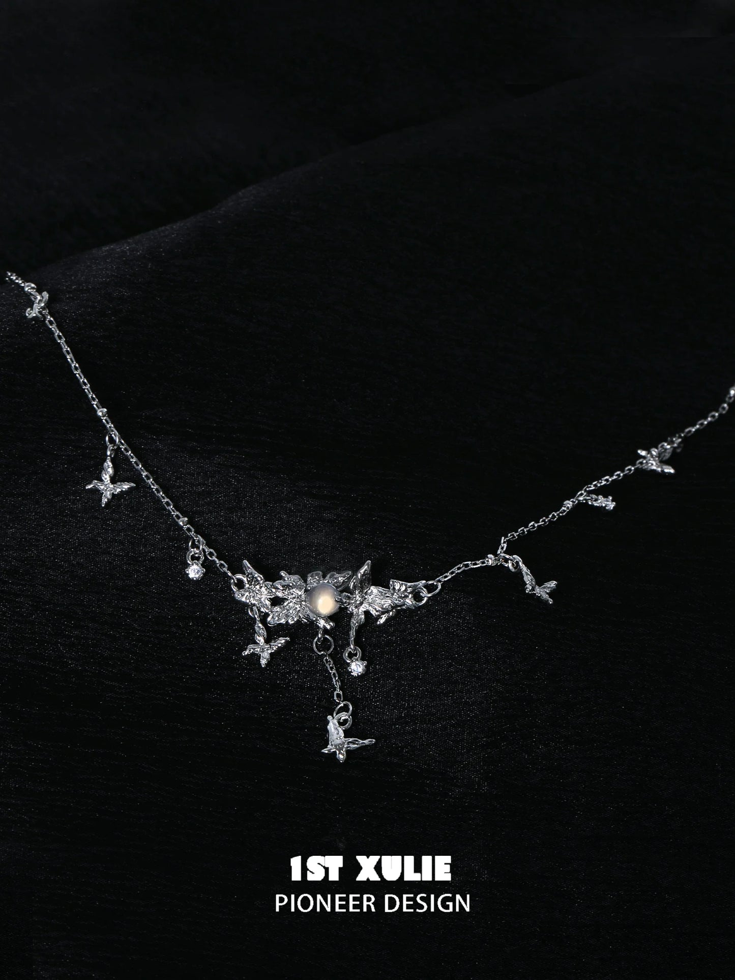 Elegant mint butterfly necklace with shimmering details for a stylish accessory look