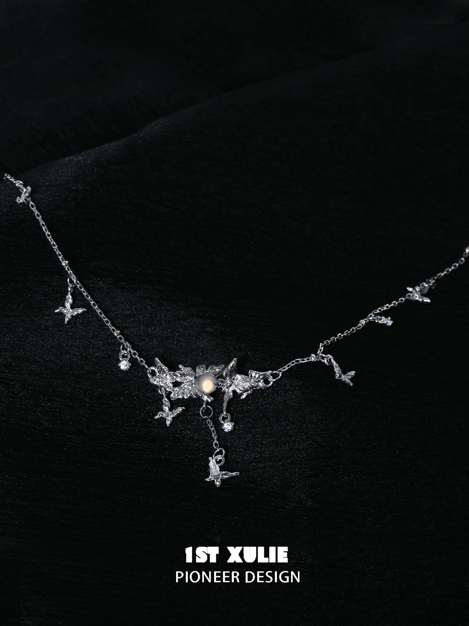 Elegant mint butterfly necklace with shimmering details for a stylish accessory look
