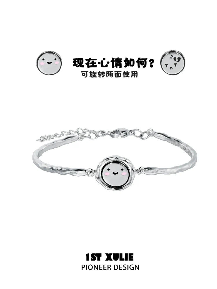 1ST XULIE mood diary bangle featuring a smiley face dial for tracking emotions stylishly