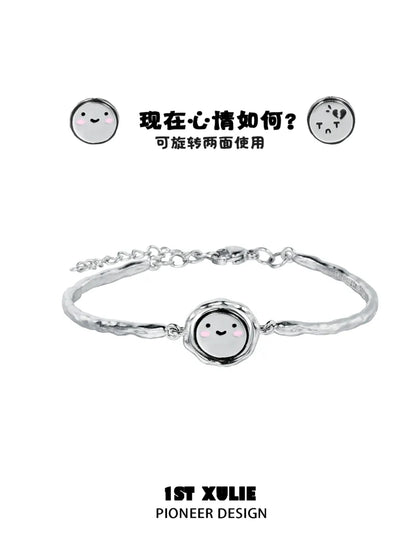 1ST XULIE mood diary bangle featuring a smiley face dial for tracking emotions stylishly