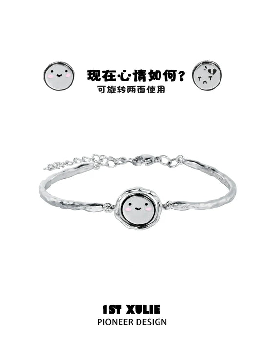 1ST XULIE mood diary bangle featuring a smiley face dial for tracking emotions stylishly